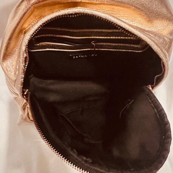 Skinnydip-Rose Gold Metallic Back Pack-11" x 11" x 5"- Roomy-Adjust. Straps-Zip - Picture 9 of 13